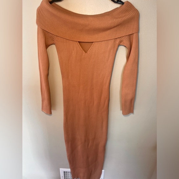 [ASTR the Label] Cutout Off the Shoulder Long Sleeve Midi Sweater Dress - Picture 2 of 9